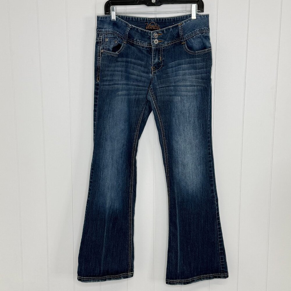 Vanity Jeans Dakota Flare Low Rise 30W 33L Double Button Flare Jeans Y2K